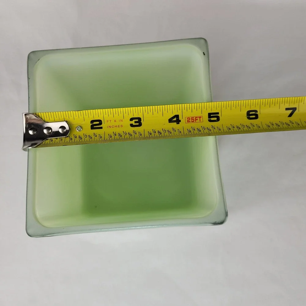 Modern Square Mint Green Frosted Glass Vase Double Walled Candle Holder 5